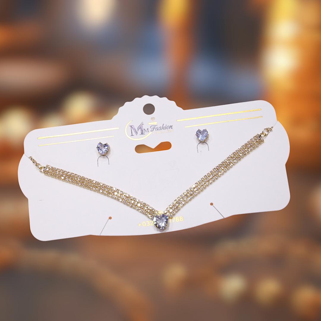 Funky Silver Plated Crystal Necklace