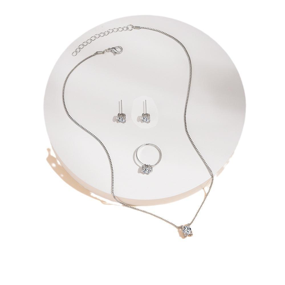 Bridal Silver Plated Rhinestone Necklace And Bracelet Set - Image 3