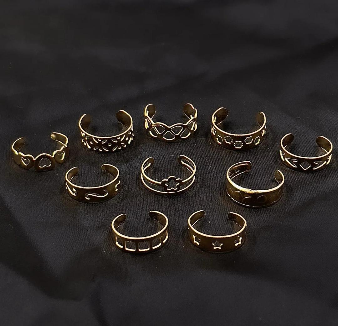 Charm Gold Plated Artificial Stones Adjustable Rings Set