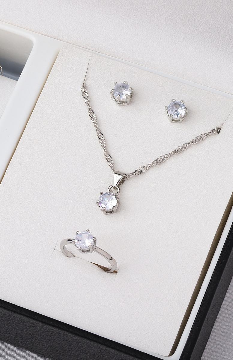 Silver Plated Zircon Necklace Set - Image 2