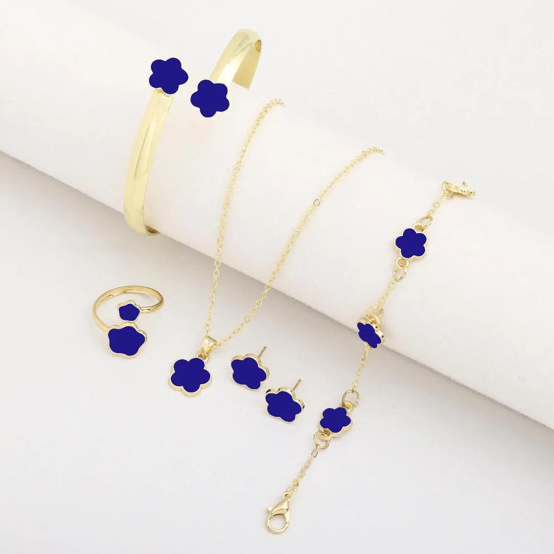 Flower Design Resin Plating Resin Necklace And Bracelet Set
