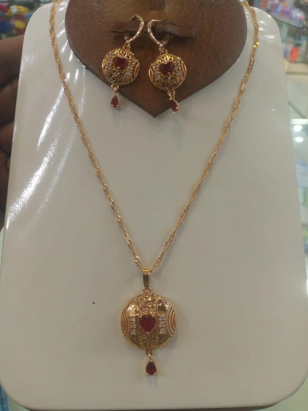 Fancy Gold Plated Gemstone Necklace Set for Women - 1 Pc