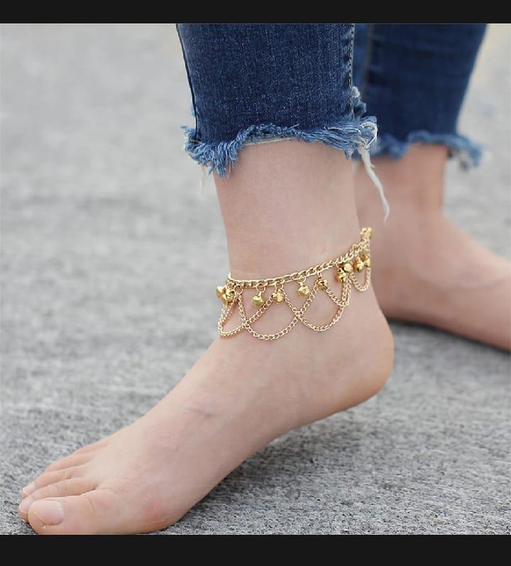 Stunning Gold Plated Pair Of Bells Anklet
