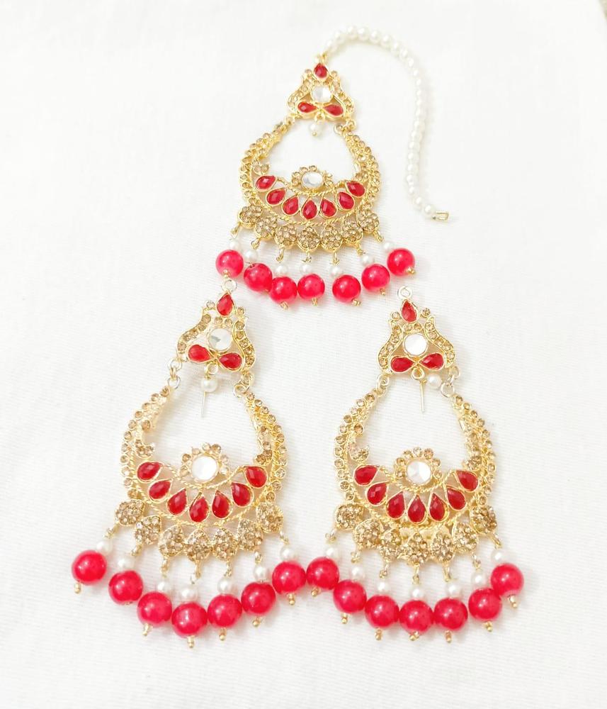 Kundan Earings And Bindiya Set