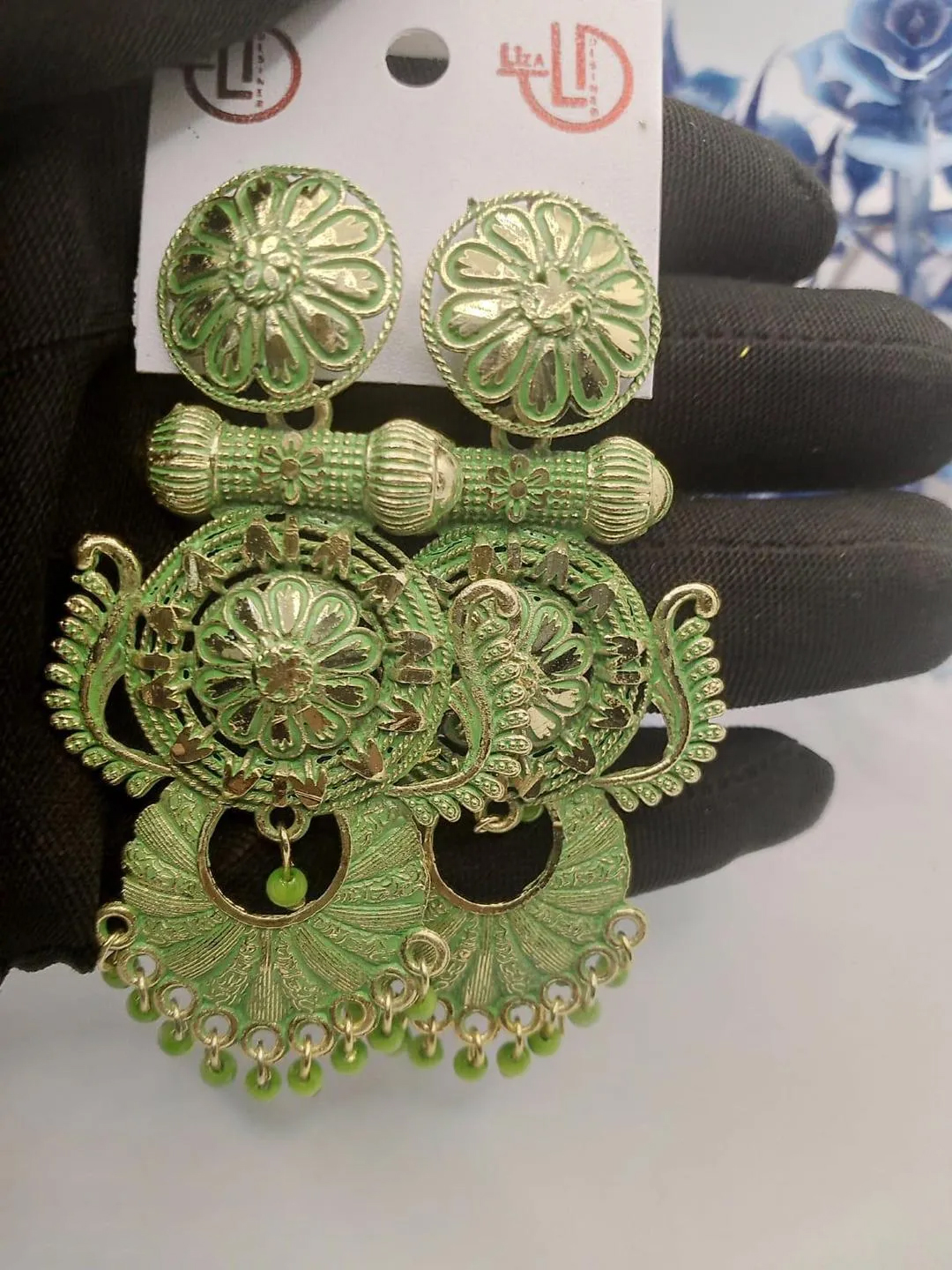 3 Layered Aluminium Plated Zircon Jhumka - Image 2