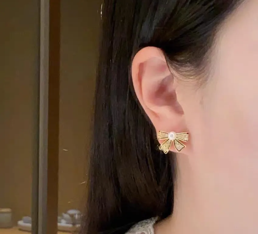 Bow Shape Korean Zircon Earings