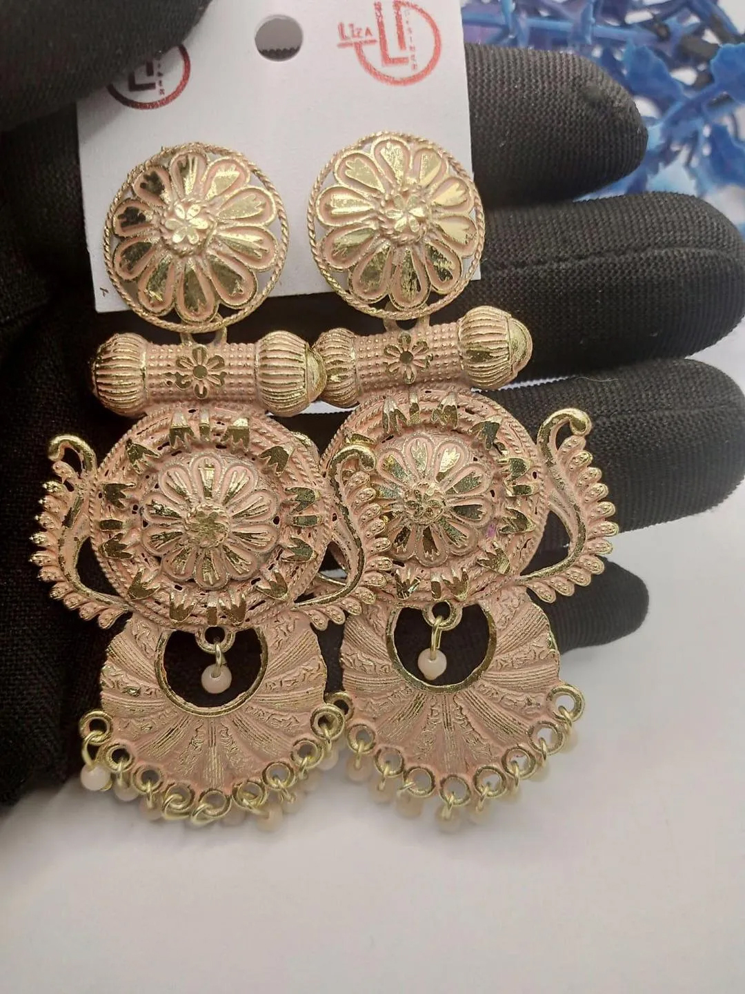 3 Layered Aluminium Plated Zircon Jhumka - Image 4
