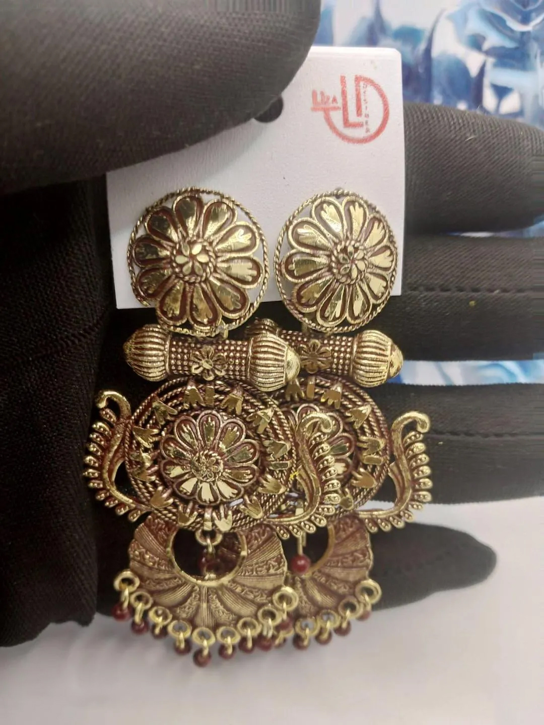 3 Layered Aluminium Plated Zircon Jhumka - Image 6