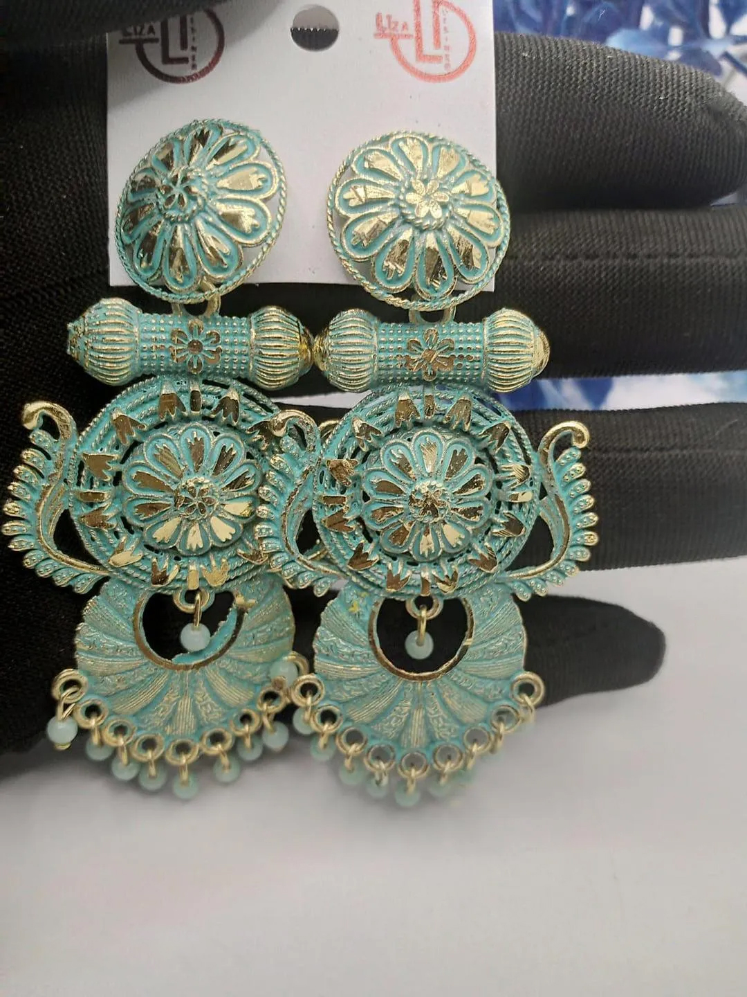 3 Layered Aluminium Plated Zircon Jhumka - Image 8